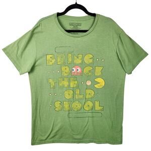 Pac-Man Bring Back The Old Skool Size XL Green Vintage T-Shirt GUC
